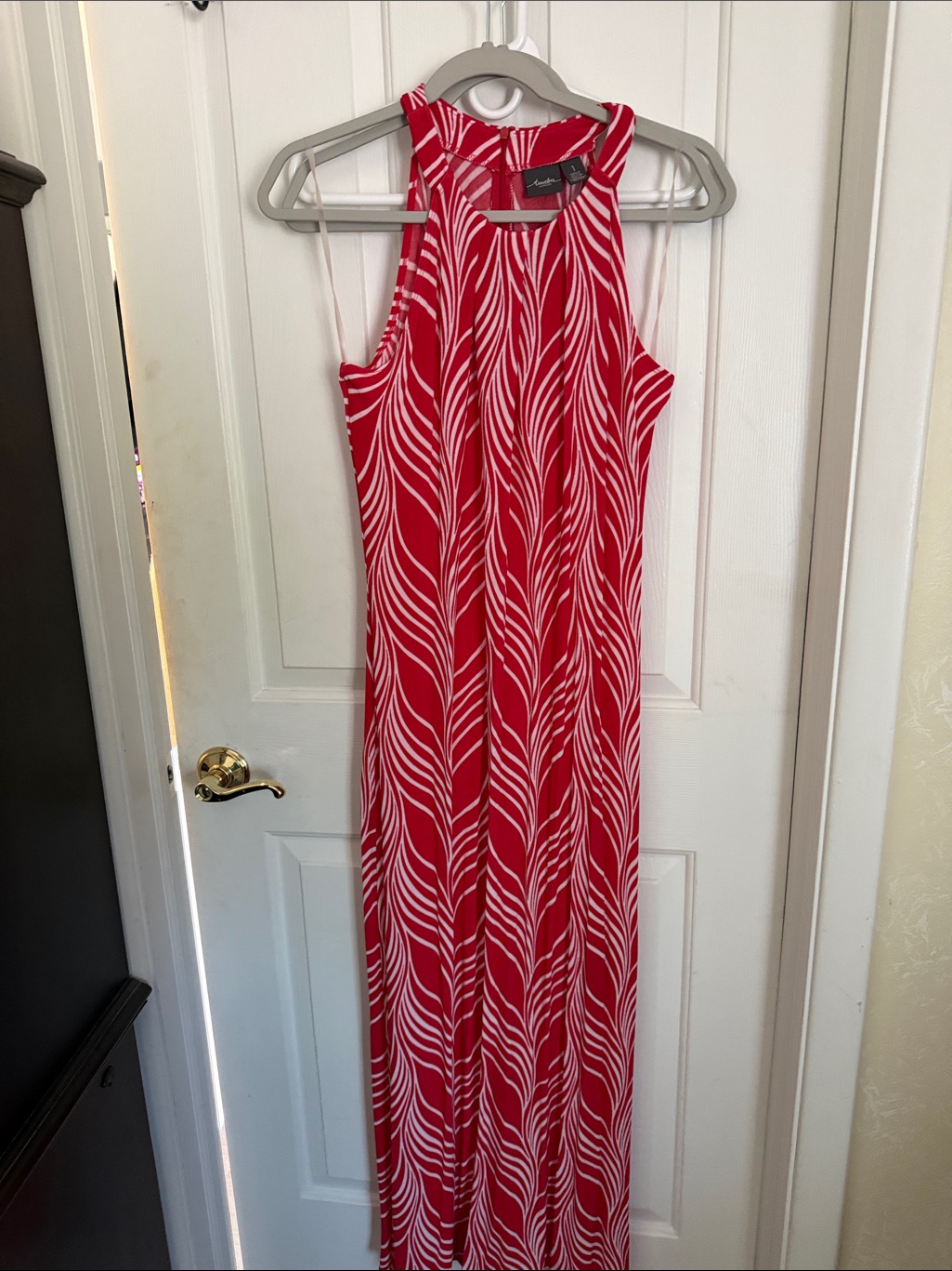 Chico's Red And White Sleeveless Maxi Dress